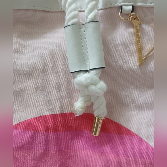 Victoria Secret Pink Striped Cinch Drawstring Tote Backpack - Picture 5 of 8